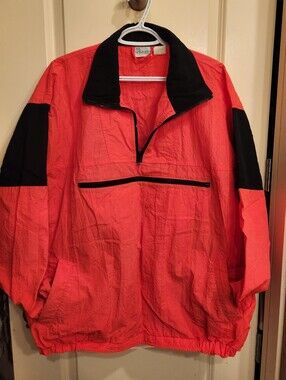 Eaton Red and Black Vintage Pullover Windbreaker Jacket